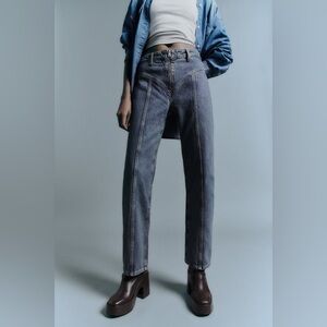 Brand New w Tags! ZARA TRF Seamed Straight Jeans in Blue Size 29 (US 8)